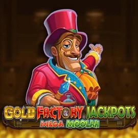 Gold Factory Jackpots Mega Moolah casino game by Aurum Signature Studios – featured logo at Stonevegas Casino
